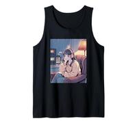 Chica Anime Lo Fi Relajación Lluvia Noche Camiseta sin Mangas