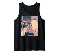 Chica Anime Lo Fi Relajación Lluvia Noche Camiseta sin Mangas