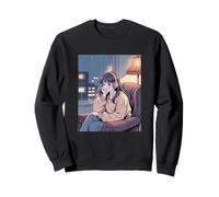 Chica Anime Lo Fi Relajación Lluvia Noche Sudadera