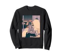 Chica Anime Lo Fi Relajación Lluvia Noche Sudadera