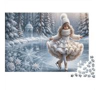 Chica Bailando hieloRompecabezas Premium De 1000 Piezas Cartón Antistrés Bosque nevado Entretenimiento Familiar, Regalo Ideal para Días De Lluvia Y Unión Familiar 70x50cm/1000pcs