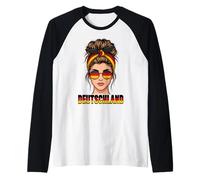 Chica Bandera Deutschland con Gafas de Sol Pop Art Camiseta Manga Raglan