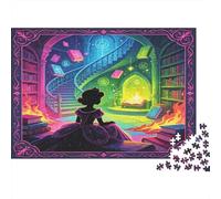 Chica Biblioteca Fantástica Puzzle de 1000 Piezas Papel para Adultos Estantería Colorida Relajante Concentración Familia Decoración Regalo Nan