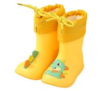 Chica Blanca Rota Cómodo Botas Botas de Lluvia Bebé Colorido Dibujos Animados Animal Impermeable de Felpa Niños Zapatos de Agua Suave Completo Niños Botas de Lluvia Botines Chica Punta Abierta, I, 27
