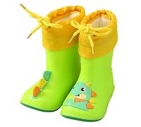 Chica Blanca Rota Cómodo Botas Botas de Lluvia Bebé Colorido Dibujos Animados Animal Impermeable de Felpa Niños Zapatos de Agua Suave Completo Niños Botas de Lluvia Botines Chica Punta Abierta, f