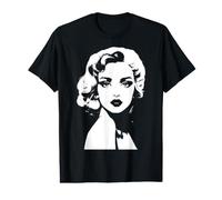 Chica Bonita Mujer con Cabello Rubio Negro Blanco Formas Mania Camiseta gráfica económica