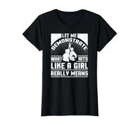 Chica Boxer Demostrar Hits como Una Chica Boxeo Mujer Boxeo Boxeador Camiseta gráfica económica, Mujer, Negro, L