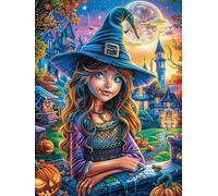Chica Bruja Puzzle 500 Piezas Papel Principiantes Cuentos de Hadas de Animales Salvajes fantásticos Agilidad Mental Actividad Hacer En Grupo Colgar Pared Detalle Cumpleaños 500 PCS