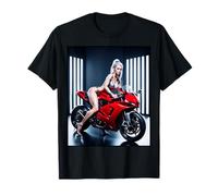 Chica Caliente en Camiseta para Hombre - Sexy Blonde Babe en Motocicleta Camiseta