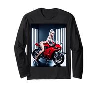 Chica Caliente en Camiseta para Hombre - Sexy Blonde Babe en Motocicleta Manga Larga