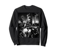 Chica Caliente en Camiseta para Hombres - Sexy Latina & Motorcycle B&W Sudadera