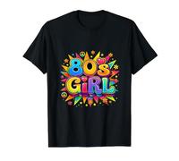 Chica clásica de los años 80 Colorido Estilo Retro Retroceso Tiempos Divertidos Camiseta gráfica económica, Hombre, Negro, XL