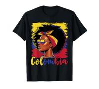 Chica Colombiana Bandera Colombia Orgullosa Afro Colombiana Mujeres Camiseta