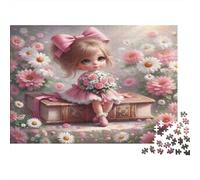 Chica con Flores Puzzle Imposible,desafío para Adultos Interesante Juego Educativo 1000 Piezas Obra De Arte De Juego De para Adultos Y Niños A Partir De 12 Años 70x50cm/1000pcs