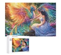 Chica con Pelo de Pluma y Loro Verde Puzzle 1000 Piezas para Mayores Tiempo Libre Interior Entrenamiento De Memoria Regalo para Jubilación 1000 PCS