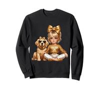 Chica con perro amarillo Retriever Estilo a juego de moda Kid Mom Sudadera
