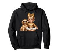 Chica con perro amarillo Retriever Estilo a juego de moda Kid Mom Sudadera con Capucha