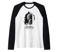 Chica con un Pendiente de Perla Grunge Camiseta Manga Raglan