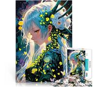 Chica de Anime con Flores Rompecabezas de 1000 Piezas para Adolescentes Análisis y lógica Cada Pieza es única: un desafiante y Divertido Juego Familiar 38x26cm