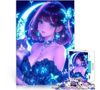 Chica de Anime con Gato y Mariposas Rompecabezas de 2000 Piezas para Adolescentes Juego de Preguntas Decoración artística del hogar 70x100cm