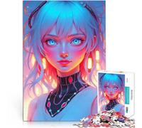 Chica de Anime con Ojos Azules Rompecabezas de 2000 Piezas para Adolescentes Juguetes de Bricolaje Interacción Entre Padres e Hijos 70x100cm