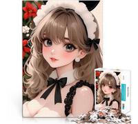 Chica de Anime con Orejas de Conejo navideña Rompecabezas para Adolescentes de 1000 Piezas Juguetes de Juego desafiantes Mejorar la Memoria 38x26cm