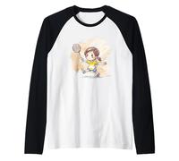 Chica de bádminton de Dibujos Animados Camiseta Manga Raglan
