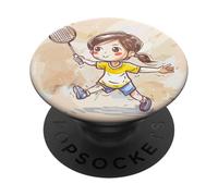 Chica de bádminton de Dibujos Animados PopSockets PopGrip Adhesivo