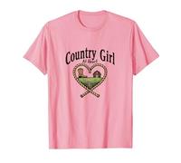 Chica De Campo En Corazón Rústico Granja Camiseta, Hombre, Rosado, L
