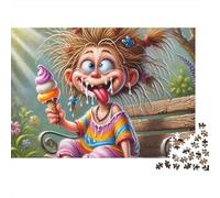Chica de Dibujos Animados Que Come Helado Rompecabezas 1000 Piezas Cartón Grueso para Parejas Noche Familiar para Decorar Mejor Regalo Oferta 38x26cm/1000pcs