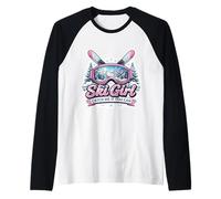 Chica De Esquí Atrápame Si Puedes Esquiar Mujer Esquiando Amante Lindo Camiseta Manga Raglan