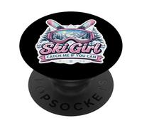 Chica De Esquí Atrápame Si Puedes Esquiar Mujer Esquiando Amante Lindo PopSockets PopGrip Adhesivo