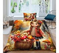 Chica de Fruta Salvaje Funda De Edrojoón Estilo Lindo 3D Microfibra De Ropa De Cama con 1 Fundas De Almohada Niños Niñas Decoración del Dormitorio Single（135x200cm）