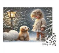 Chica de Invierno con Perro Puzzle 1000 Piezas para Jóvenes +14 Pasatiempo Puzzle Muy Difícil Más Vendido Entretenimiento En Casa Cartón Resistente 70x50cm/1000pcs