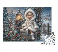 Chica de InviernoRompecabezas Clásico 1000 Piezas Cartón Reciclado País de Las Maravillas de Invierno Relajación Mental, Tiempo Libre, Regalo De Cumpleaños para Amantes De Puzzles 70x50cm/1000pcs