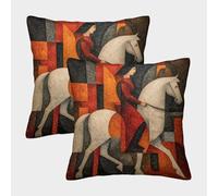 Chica de la policía montada Cuadrada Funda De Cojín De Sofá 2 Paquetes con Patrón Adecuada para Cama,hogar,automóvil,Interior Y Exterior 40x40cm