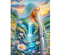 Chica de Las Flores en Cascada de fantasía Puzle de 4000 Piezas 141x87 cm - Rompecabezas DIY Pintura, Entretenimiento Creativo Adultos Mayores de 14 años Decoración del Hogar