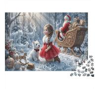 Chica de Navidad Rompecabezas DIY 1000 Piezas Cartón Snowy Bosque Mejora De La Memoria Anzianos, Actividad Indoor, Familia 70x50cm/1000pcs