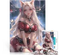 Chica de Orejas de Zorro Junto al Agua Rompecabezas de 1000 Piezas para Adolescentes Actividad Familiar Trato como Regalo para Toda la Familia 38x26cm