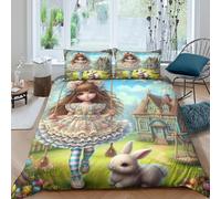 Chica de Pascua Swing Conjunto De Cama 3D Resistente A Decoloración Uso Anual Decoración de Cuentos de Hadas para Niños Y Niñas Regalo Familiar Double（200x200cm）