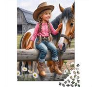 Chica de Rancho Puzzle de 1000 Piezas Papel para Adultos Caballo de Campo Juego de Puzzle 1000 Piezas Relajación Familiar 38x26cm/1000pcs