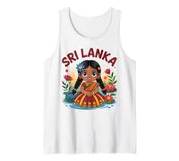 Chica de Sri Lanka en Vestido Tradicional con Flores de Loto niños Camiseta sin Mangas