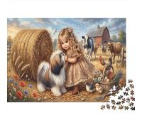 Chica del país y perroRompecabezas Clásico De 1000 Piezas Cartón Reciclado Granja Otoño Coordinación Ojo-Mano Adolescentes 12+, Tiempo Libre, Regalo De Cumpleaños 52x38cm/1000pcs