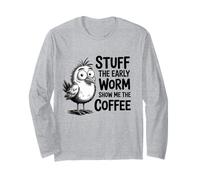 Chica Divertida prefiere el café a los Gusanos Humor temprano en la mañana Manga Larga