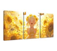 Chica DIY 5D Kit de Pintura de Diamante Completo para Adultos 60x90cm, Girasol Diamond Painting Redondo Mosaico Rhinestone de Punto de Cruz Arte Manualidades Decor de Pared del Hogar e Regalo 2S-1050