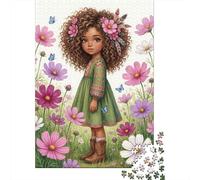 Chica en Campo de Flores Set De 1000 Piezas Papel Reciclado Puzzle Familiar Fácil Almacenar Ocio En Casa Horas De Entretenimiento Garantizadas 38x26cm/1000pcs