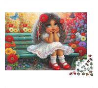 Chica en Jardín de Flores Familiar Rompecabezas de 1000 Piezas para Adultos Niña Linda Soñando Despierta en Jardín Florido Premium Robusto Desafiante Alivio de Estrés 70x50cm/1000pzs