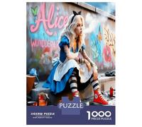 Chica en la pared de grafitis 1000 Piezas Set De Puzzle Atmósfera de fantasía urbana Puzzle Premium, Cochetón Resistente - DIY Divertido Para La Familia, Decoración Bonita, Regalo De C 70x50cm/1000pcs