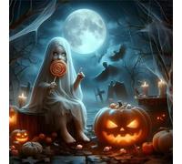 Chica Fantasma de Halloween Puzzle de 200 Piezas,28x28 cm Rompecabezas DIY,Entretenimiento Creativo,Rompecabezas para Adultos,Juego de Habilidad para Toda la Familia