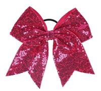 chica femenina con pinzas de pelo en capas grandes 4 Uds. Lazos for el pelo de porristas 18x19cm, cuentas lentejuelas, soporte for cola caballo, Multicolor(Color11)